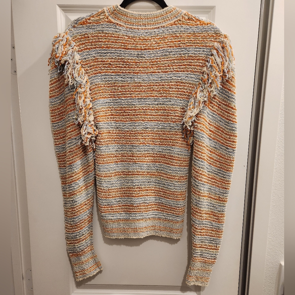 Ulla Johnson Orange And Blue Arquette Fringed Striped Sweater In Lily Size Small - Picture 13 of 14